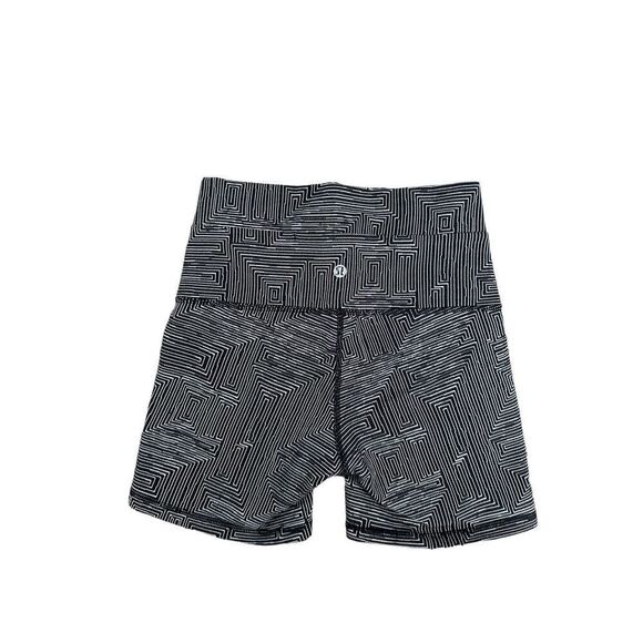 Lululemon Wunder Short 5"' Black/White Pattern High Rise Biker Yoga Training 4 - Picture 3 of 8